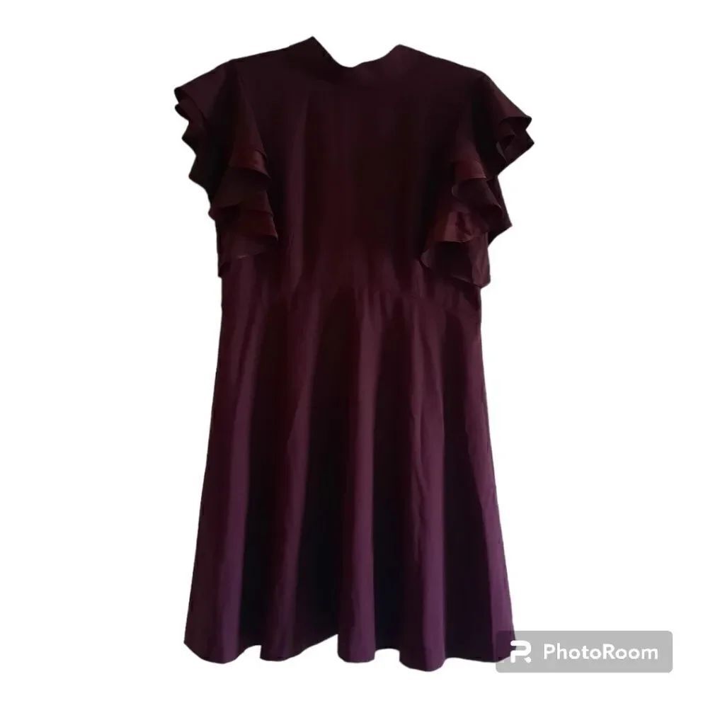 Chelsea28 Ruffle Cap Sleeves Crepe Fit And Flare Dress Burgundy